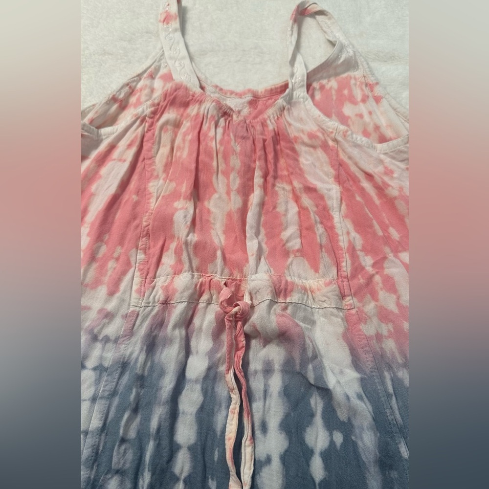 Raya Sun Tie Dye Beachy BOHO Tank Pink and Gray Sleeveless Mini Sundress - Picture 15 of 16